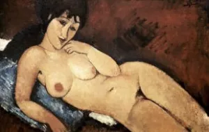Nude on a Blue Cushion Oil painting by Amedeo Modigliani