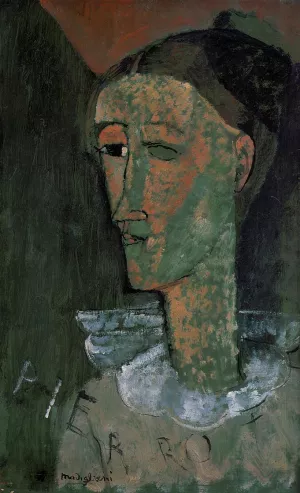Pierrot also known as Self Portrait as Pierrot Oil painting by Amedeo Modigliani