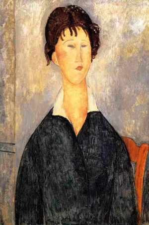 Portrait of a Woman with a White Collar by Amedeo Modigliani - Oil Painting Reproduction
