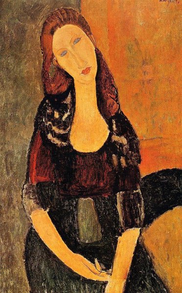 Main Product Photo of Portrait of Jeanne Hebuterne 3 Painting by Amedeo Modigliani