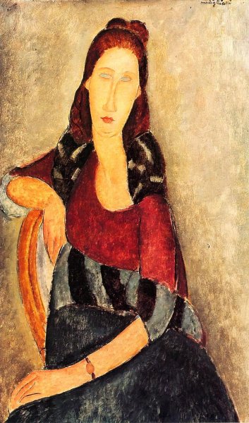 Main Product Photo of Portrait of Jeanne Hebuterne 5 Painting by Amedeo Modigliani