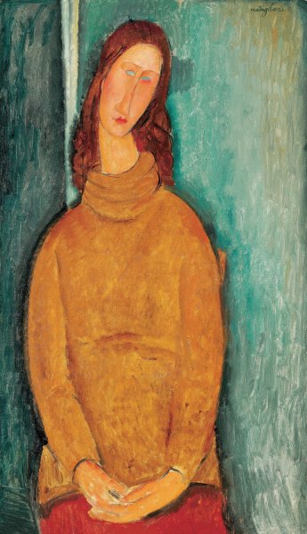 Portrait of Jeanne Hebuterne by Amedeo Modigliani - Hand-Painted Oil Painting Reproduction