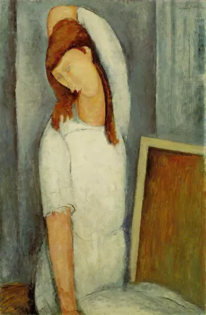 Portrait of Jeanne Hebuterne, Left Arm Behind Her Head by Amedeo Modigliani - Oil Painting Reproduction