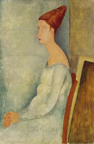 Portrait of Jeanne Hebuterne Seated in Profile painting by Amedeo Modigliani