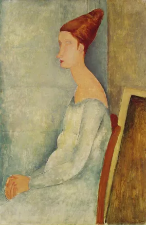 Portrait of Jeanne Hebuterne Seated in Profile Oil painting by Amedeo Modigliani