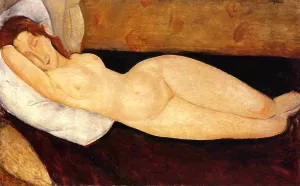 Reclining Nude, Head Resting on Right Arm by Amedeo Modigliani - Oil Painting Reproduction