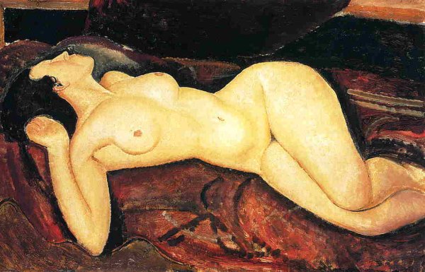 Main Product Photo of Recumbent Nude Painting by Amedeo Modigliani