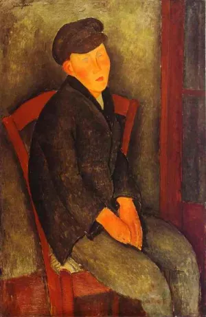 Seated Boy with Cap Oil painting by Amedeo Modigliani