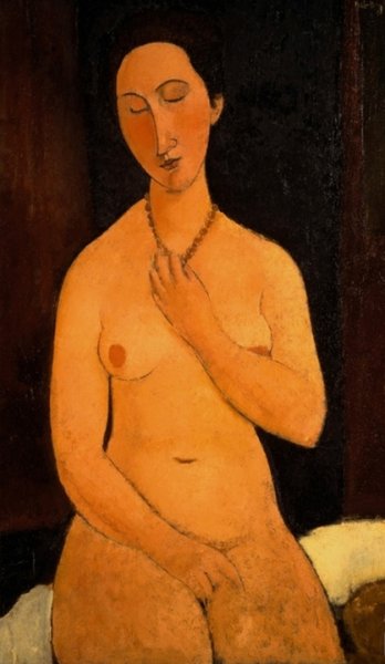 Seated Nude with Necklace by Amedeo Modigliani - Hand-Painted Oil Painting Reproduction