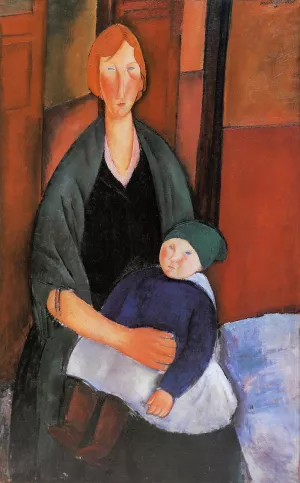 Seated Woman with Child also known as Motherhood painting by Amedeo Modigliani