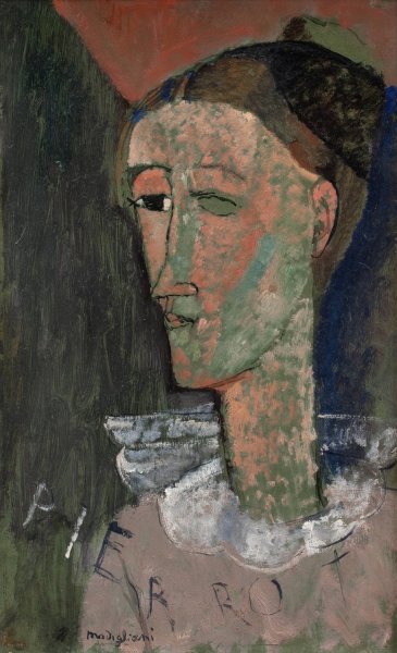Self-Portrait as Pierrot  by Amedeo Modigliani - Hand-Painted Oil Painting Reproduction