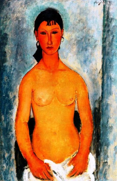 Standing Nude - Elvira  by Amedeo Modigliani - Hand-Painted Oil Painting Reproduction