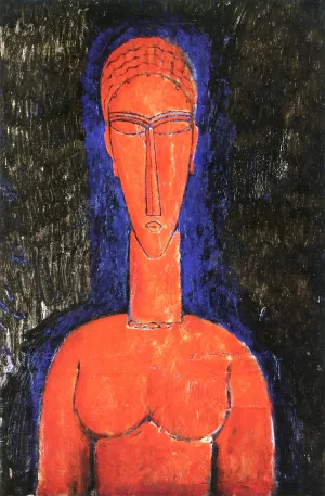 The Red Bust also known as Cariatide by Amedeo Modigliani Oil Painting