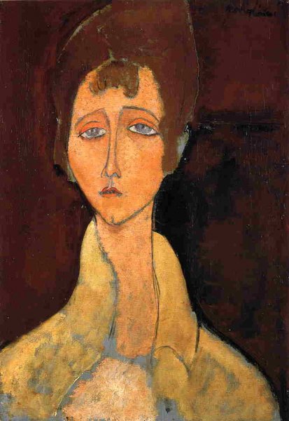Woman in White Coat by Amedeo Modigliani - Hand-Painted Oil Painting Reproduction