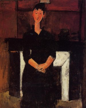 Woman Seated in front of a Fireplace Oil painting by Amedeo Modigliani