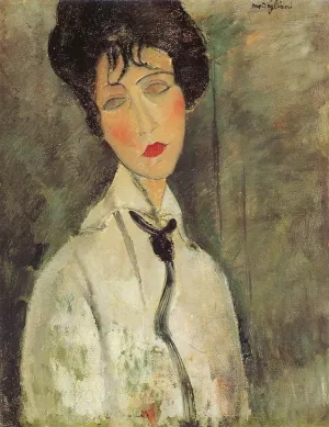 Woman with a Black Tie painting by Amedeo Modigliani