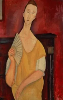 Woman with a Fan by Amedeo Modigliani - Oil Painting Reproduction