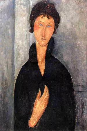 Woman with Blue Eyes by Amedeo Modigliani - Oil Painting Reproduction