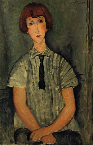 Young Girl in a Striped Blouse by Amedeo Modigliani Oil Painting