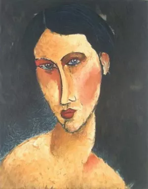 Young Girl with Blue Eyes also known as Jeune Femme aux Yeux Bleus painting by Amedeo Modigliani