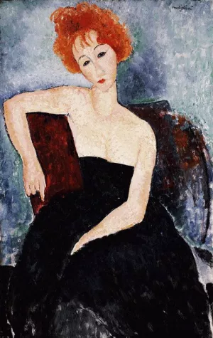 Young Redhead in an Evening Dress Oil painting by Amedeo Modigliani