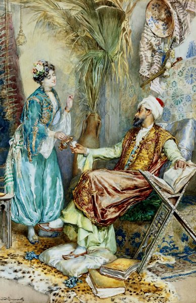Teatime by Amedeo Simonetti - Hand-Painted Oil Painting Reproduction