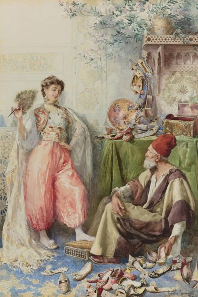 The Harem's Cobbler by Amedeo Simonetti - Hand-Painted Oil Painting Reproduction