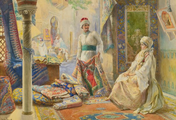 The Rug Merchant by Amedeo Simonetti - Hand-Painted Oil Painting Reproduction