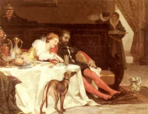 La Morte Di Bianca Capella by Amos Cassioli Oil Painting