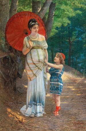 The red parasol by Anatolio Scifoni Oil Painting