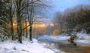 A Winter Morning At Orholm by Anders Andersen-Lundby Oil Painting