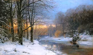 A Winter Morning At Orholm Oil Painting by Anders Andersen-Lundby - Bestsellers
