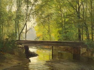Alob gennem en sensommerskov by Anders Andersen-Lundby Oil Painting