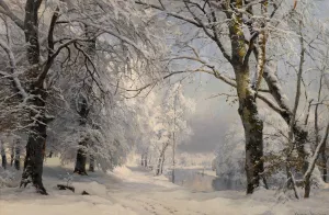 Forest In Winter by Anders Andersen-Lundby Oil Painting