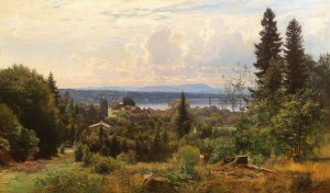 Summer's Day On Lake Starnberg, Possenhofen Castle In The Foreground by Anders Andersen-Lundby Oil Painting