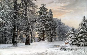 Winter Landscape at Early Morning by Anders Andersen-Lundby Oil Painting