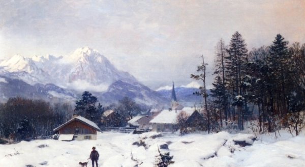 Main Product Photo of A Hunter in a Winter Landscape Painting by Anders Andersen-Lundby