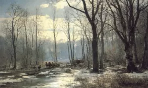 Holzfaller im Englischen Garten in Munchen by Anders Andersen-Lundby - Oil Painting Reproduction