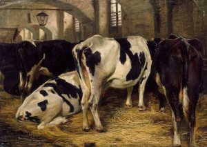 Cowshed by Anders Askevold Oil Painting