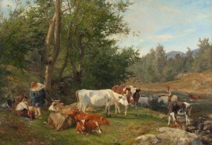 Landscape with Cattle by Anders Askevold Oil Painting