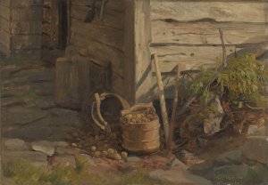 Study of a Treebucket with Potatoes by Anders Askevold Oil Painting