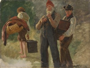 Study of carrying Farmers by Anders Askevold Oil Painting