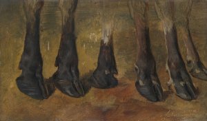 Study of Six Hooves by Anders Askevold Oil Painting