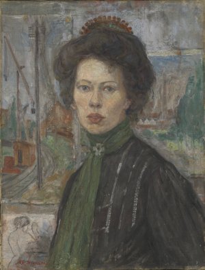 Portrait of the Swedish Painter Tora Holmstrom by Anders Castus Svarstad Oil Painting