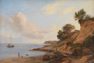 Strandparti i naerheden af Tarbaek by Anders Christian Lunde Oil Painting