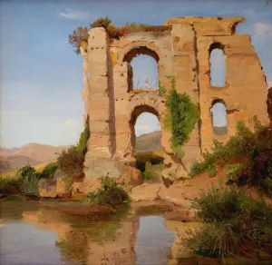 The Ruins of the Aqueduct Aniene Nuovo near Tivoli by Anders Christian Lunde Oil Painting