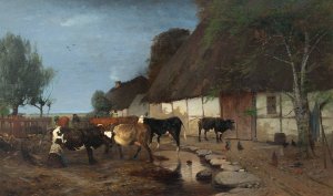 Farmstead in Skane Oil painting by Anders Kallenberg