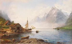 Norwegischer Fjord by Anders Monsen Askevold Oil Painting
