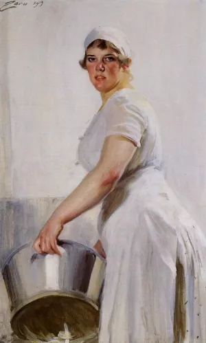A Kitchen Maid painting by Anders Zorn