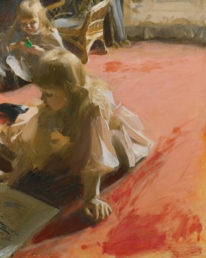 A Portrait Of The Daughters Of Ramon Subercaseaux by Anders Zorn Oil Painting